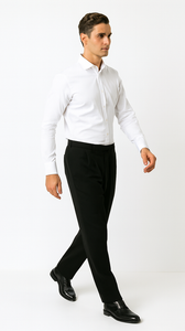 Mens Pleated Dress Pants Solid Black Wide Leg Slacks Pleated Baggy Dress Trousers Unhemmed Unfinished Bottom