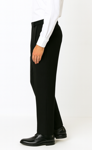 Mens Pleated Dress Pants Solid Black Wide Leg Slacks Pleated Baggy Dress Trousers Unhemmed Unfinished Bottom