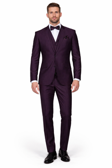 Men'S Plum ~ Eggplant ~ Very Dark Purple No Vest Suit
