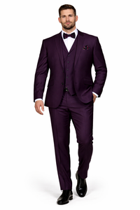 Men'S Plum ~ Eggplant ~ Very Dark Purple No Vest Suit