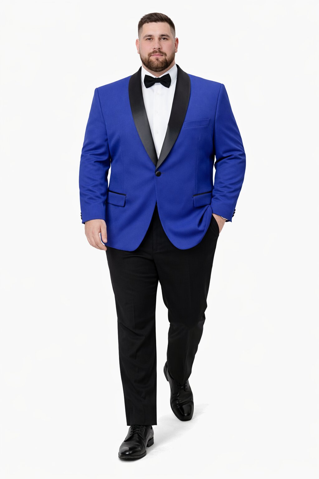 Mens Big and Tall Blazer - Blue Plus Size Tuxedo Jacket - Image 5