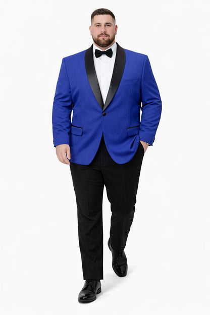 Mens Big and Tall Blazer - Blue Plus Size Tuxedo Jacket - Image 5