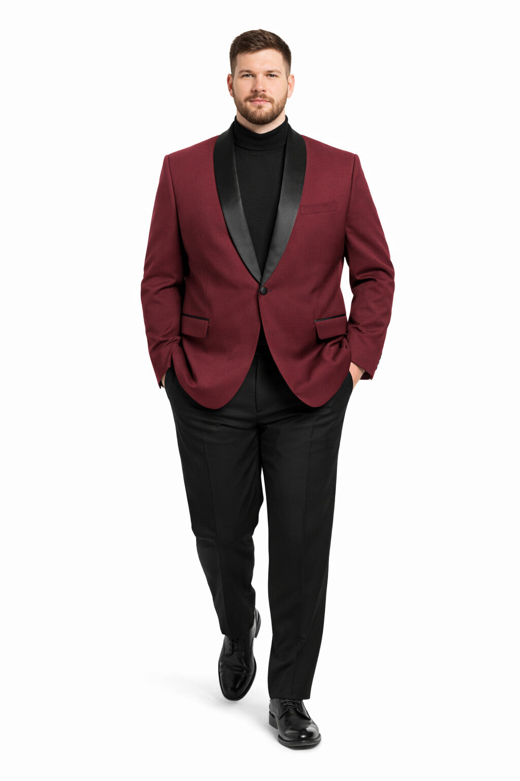 Mens Big and Tall Blazer - Burgundy Plus Size Tuxedo Jacket - Image 5
