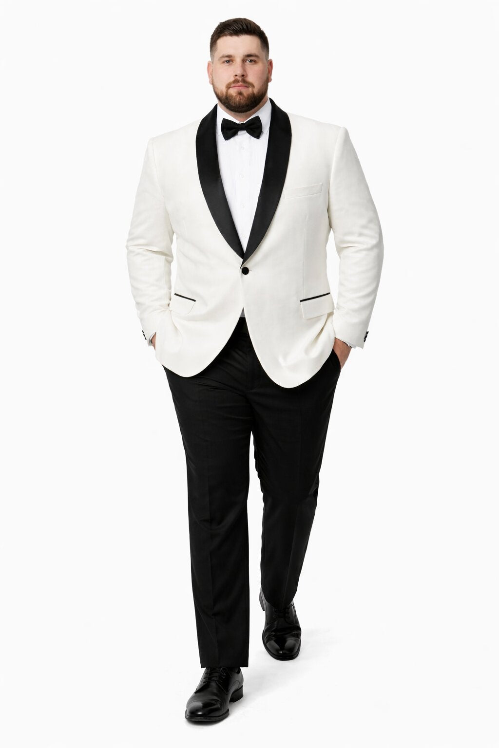Mens Big and Tall Blazer - White Plus Size Tuxedo Jacket - Image 5