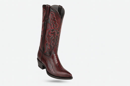 Mens King Exotic Ostrich Leg Boots Black Cherry (4980518) by King Exotic Boots - Image 5