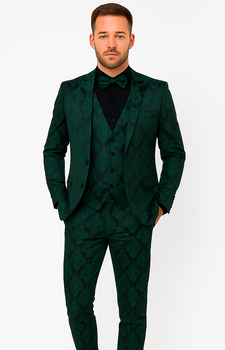 Mens Prom Tuxedo Paisley Suit - Wedding Floral Suit- Hunter - Emerald Green Wedding Jacket + Vest + Pants Red / 46 Short Jacket Mens Prom Tuxedo Paisley Suit - Wedding Floral Suit- Hunter - Emerald Green Wedding Jacket + Vest + Pants Red / 46 Short Jacket