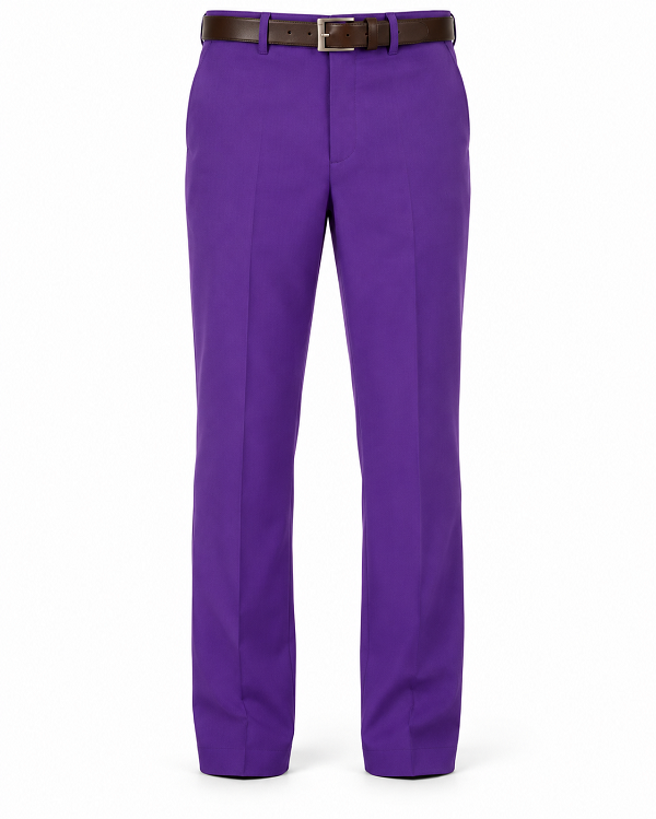 Men's Purple 100% Polyester Slim Fit Pants