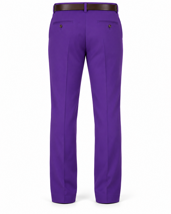Men's Purple 100% Polyester Slim Fit Pants