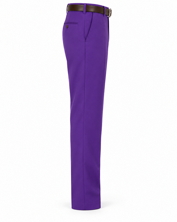 Men's Purple 100% Polyester Slim Fit Pants