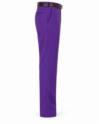 Men's Purple 100% Polyester Slim Fit Pants