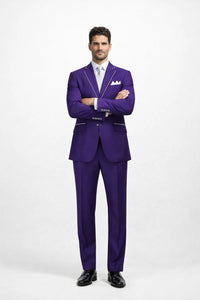 Men'S Purple And White Trim Lapel Tuxedo Suit Vested 3 Piece Two Toned - Image 5