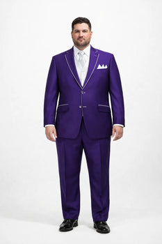 Men'S Purple And White Trim Lapel Tuxedo Suit Vested 3 Piece Two Toned - Image 6