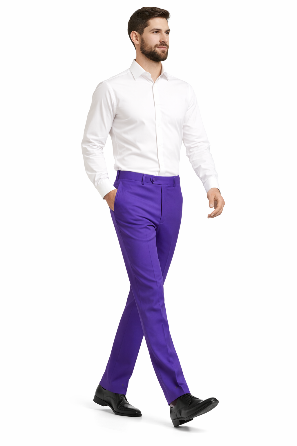 Men'S Dress Pants Trousers Flat Front Slacks PUrple Online Sale - Image 6
