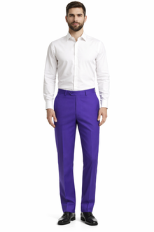 Men'S Dress Pants Trousers Flat Front Slacks PUrple Online Sale
