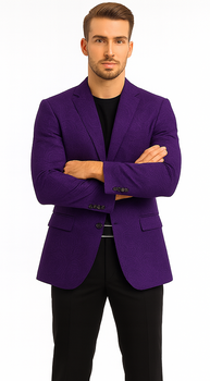 Mens Purple Paisley Blazer - Big and Tall Sport Coat With Bowtie