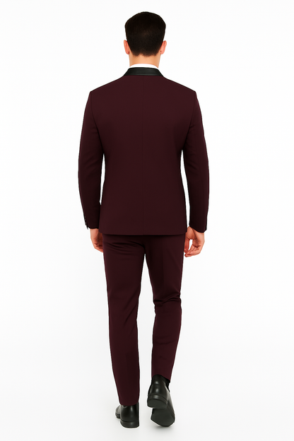 Men's Purple - Plum - Eggplant Jacket and Pants Two Button Shawl Lapel Tuxedo - Image 2