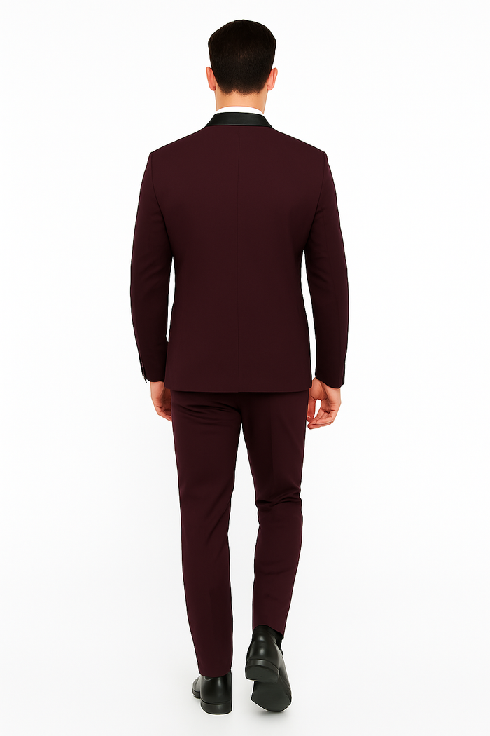 Men's Purple - Plum - Eggplant Jacket and Pants Two Button Shawl Lapel Tuxedo - Image 2