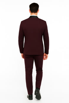 Men's Purple - Plum - Eggplant Jacket and Pants Two Button Shawl Lapel Tuxedo - Image 2