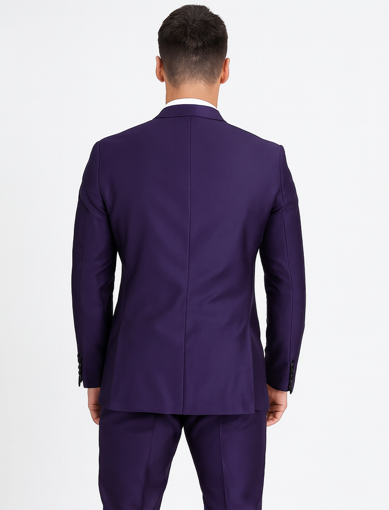 Men's Purple Two Button  Peak Lapel Velvet Jacket - Image 2
