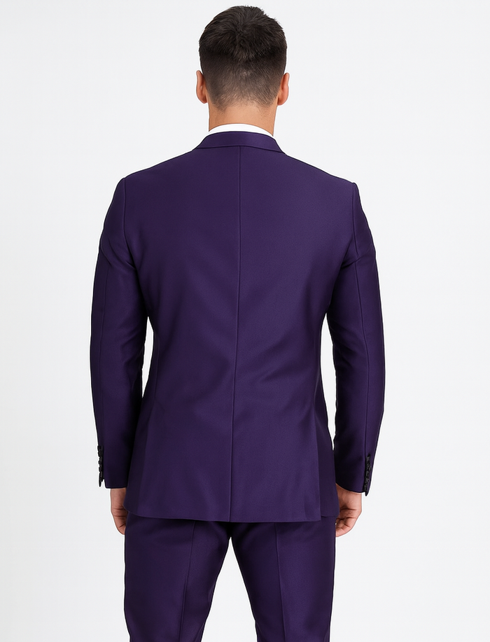 Men's Purple Two Button  Peak Lapel Velvet Jacket - Image 2