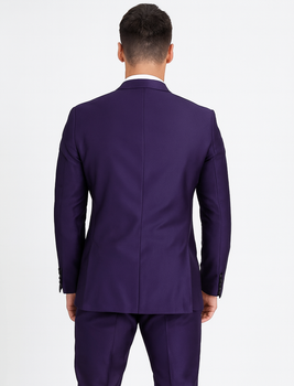 Men's Purple Two Button  Peak Lapel Velvet Jacket - Image 2