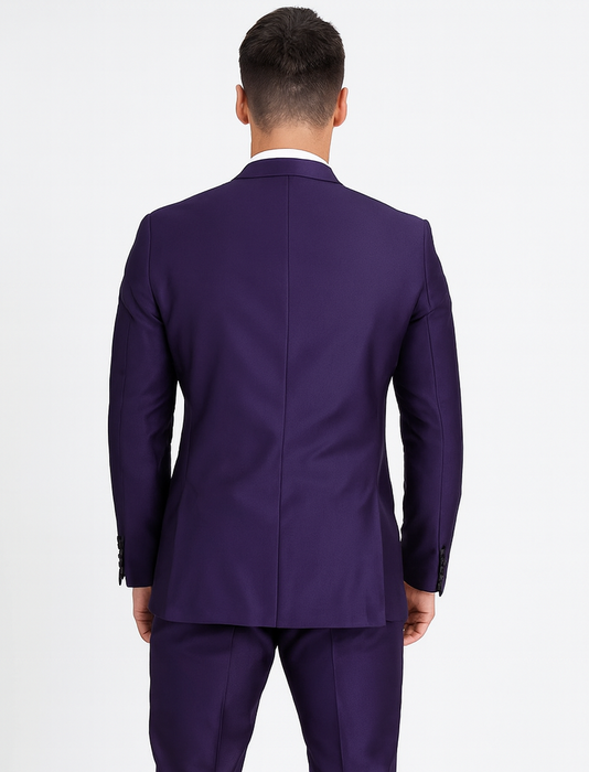 Men's Purple Two Button  Peak Lapel Velvet Jacket
