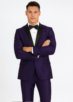 Men's Purple Two Button  Peak Lapel Velvet Jacket - Image 5