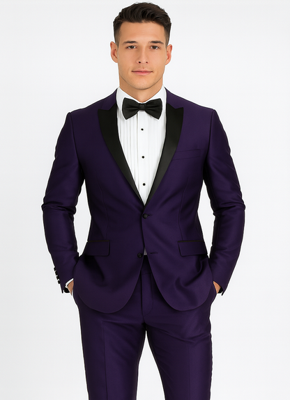 Men's Purple Two Button  Peak Lapel Velvet Jacket - Image 7