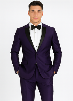 Men's Purple Two Button  Peak Lapel Velvet Jacket - Image 7