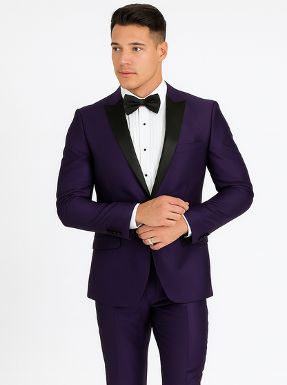 Men's Purple Two Button  Peak Lapel Velvet Jacket - Image 8