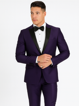 Men's Purple Two Button  Peak Lapel Velvet Jacket - Image 8