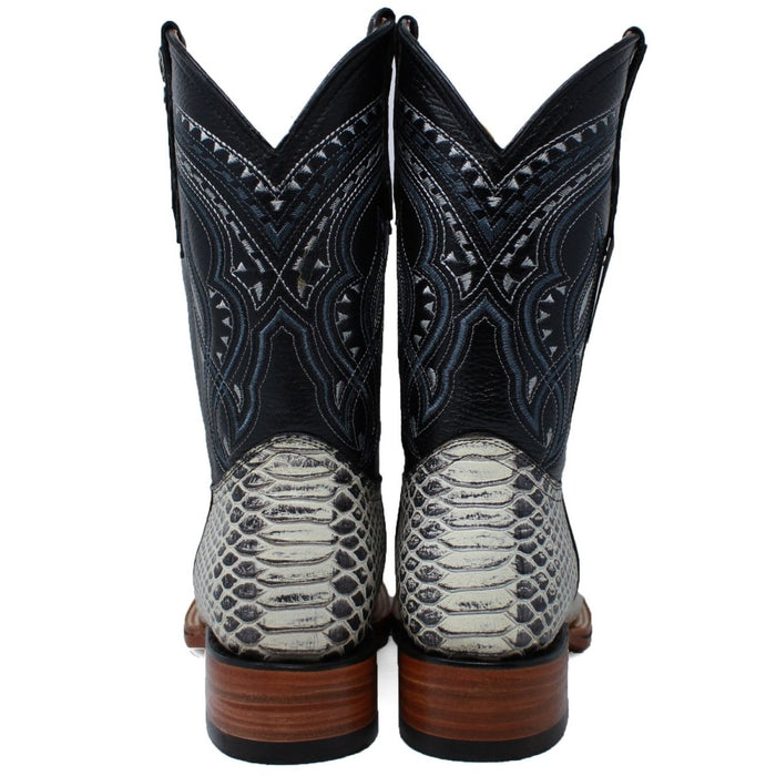 Men's Los Altos Python Skin Wide Square Toe Boots - Porto Brown - Image 5