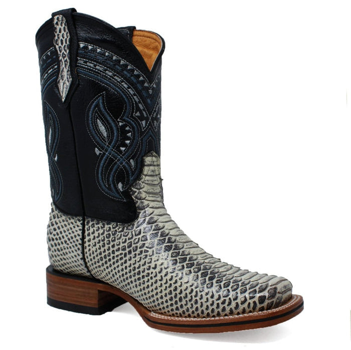 Men's Los Altos Python Skin Wide Square Toe Boots - Porto Brown - Image 4