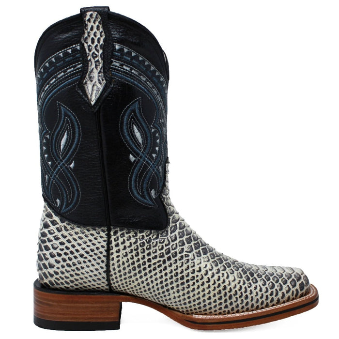 Men's Los Altos Python Skin Wide Square Toe Boots - Porto Brown - Image 3