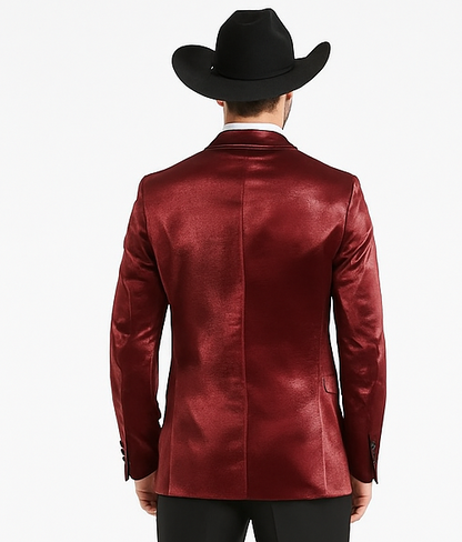 Men's Red 2 Buttons Slim Fit Solid Sharkskin Cheap Priced Blazer Jacket For Men Sportcoat - Image 2