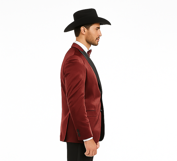 Men's Red 2 Buttons Slim Fit Solid Sharkskin Cheap Priced Blazer Jacket For Men Sportcoat - Image 3