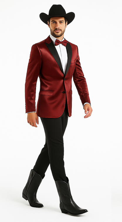 Men's Red 2 Buttons Slim Fit Solid Sharkskin Cheap Priced Blazer Jacket For Men Sportcoat - Image 5
