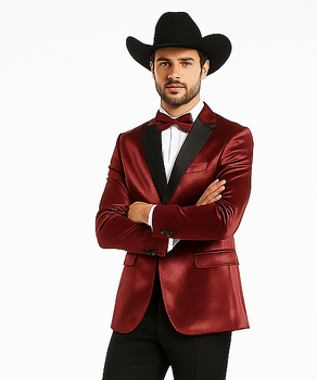 Men's Red 2 Buttons Slim Fit Solid Sharkskin Cheap Priced Blazer Jacket For Men Sportcoat - Image 6