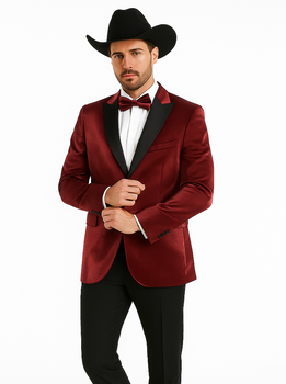 Men's Red 2 Buttons Slim Fit Solid Sharkskin Cheap Priced Blazer Jacket For Men Sportcoat - Image 8