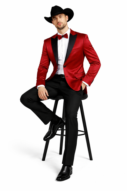 Men's Red 2 Buttons Slim Fit Solid Sharkskin Cheap Priced Blazer Jacket For Men Sport coat