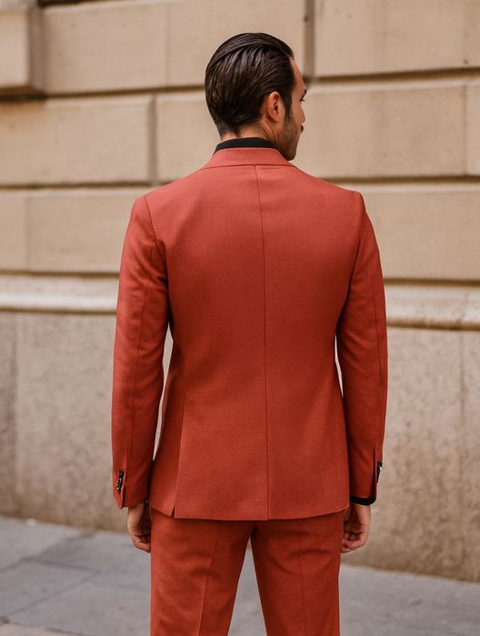 Designer Red Three-Piece Suit – Business & Wedding Wear for Men