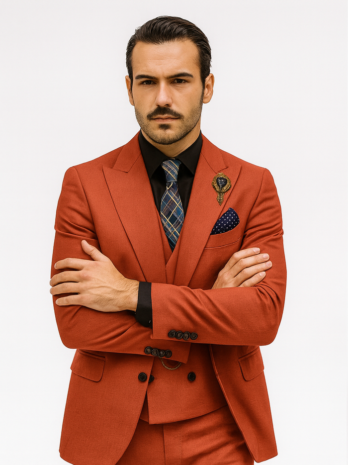 Designer Red Three-Piece Suit – Business & Wedding Wear for Men - Image 5