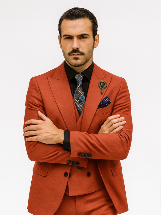 Designer Red Three-Piece Suit – Business & Wedding Wear for Men