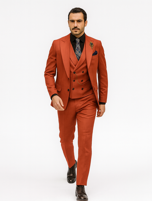 Designer Red Three-Piece Suit – Business & Wedding Wear for Men