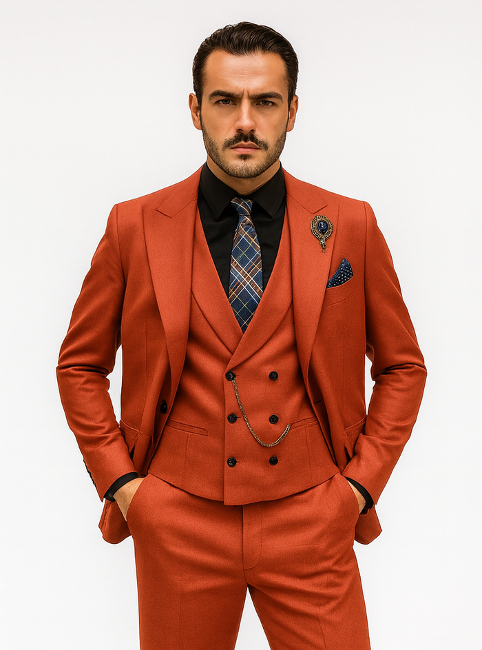 Designer Red Three-Piece Suit – Business & Wedding Wear for Men - Image 7