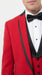 Mens Red and Black Tuxedo – Three Piece Formal Suit with Satin Shawl Lapel for Wedding and Prom