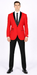 Men'S Red Dinner Jacket Suit And Black Lapel Formal Attire + Black Pants Fashion Tuxedos For Men - Red Tuxedo