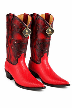 Men's King Exotic Boots Teju Lizard 3x Toe Red (495vf0712) - Image 7