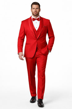 Classic Red Shawl Lapel Tuxedo for Men | 1-Button 4-Piece Suit - Image 8