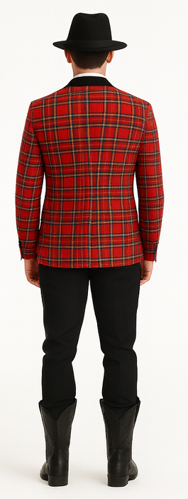 Men's Red Flap Besom Pocket Designer Fashion Dress Casual Blazer